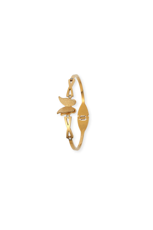 Elegant Butterfly Gold Bangle Bracelet with Diamond Accents