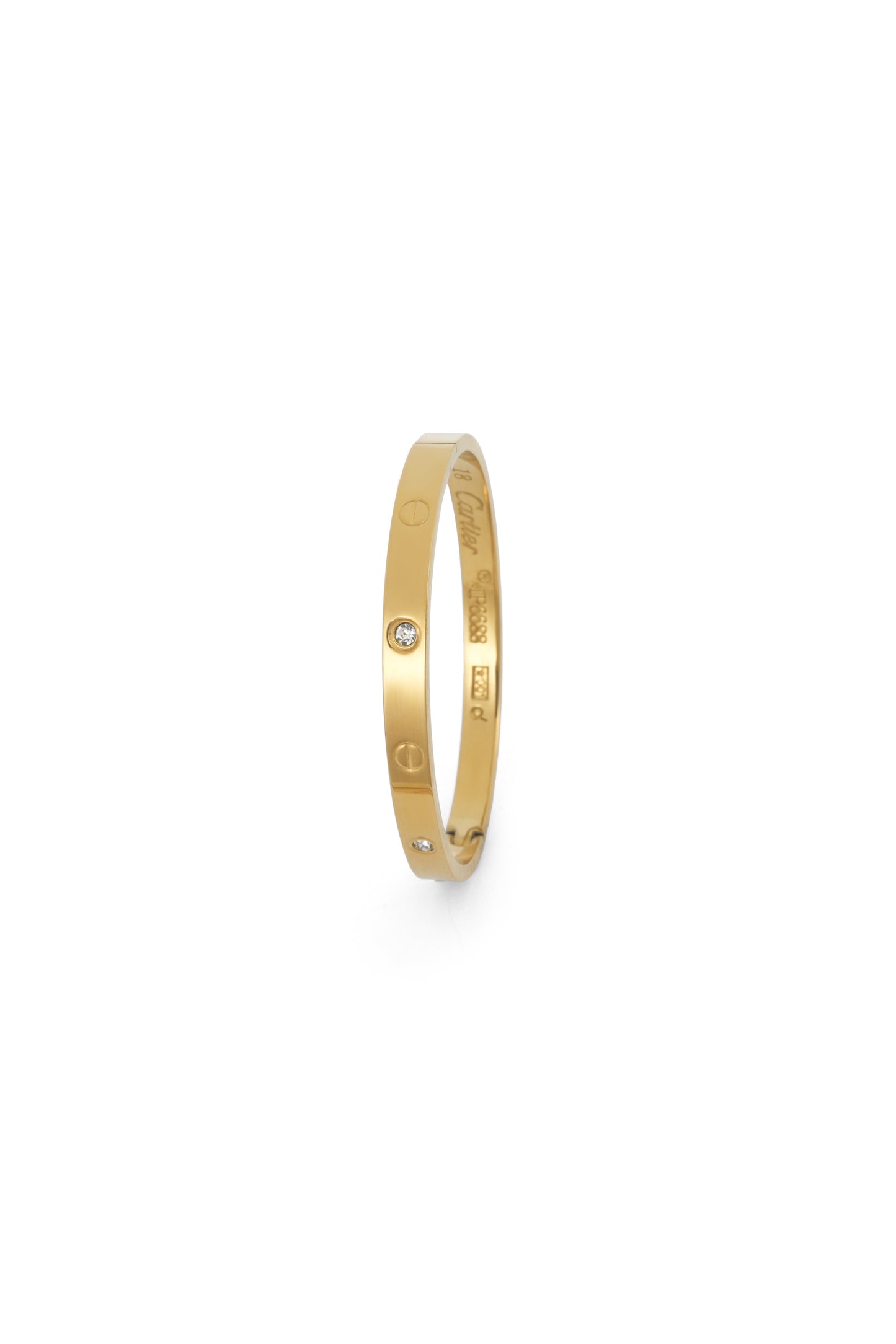 Classic Gold Bangle Bracelet with Diamond Accents - Timeless Elegance