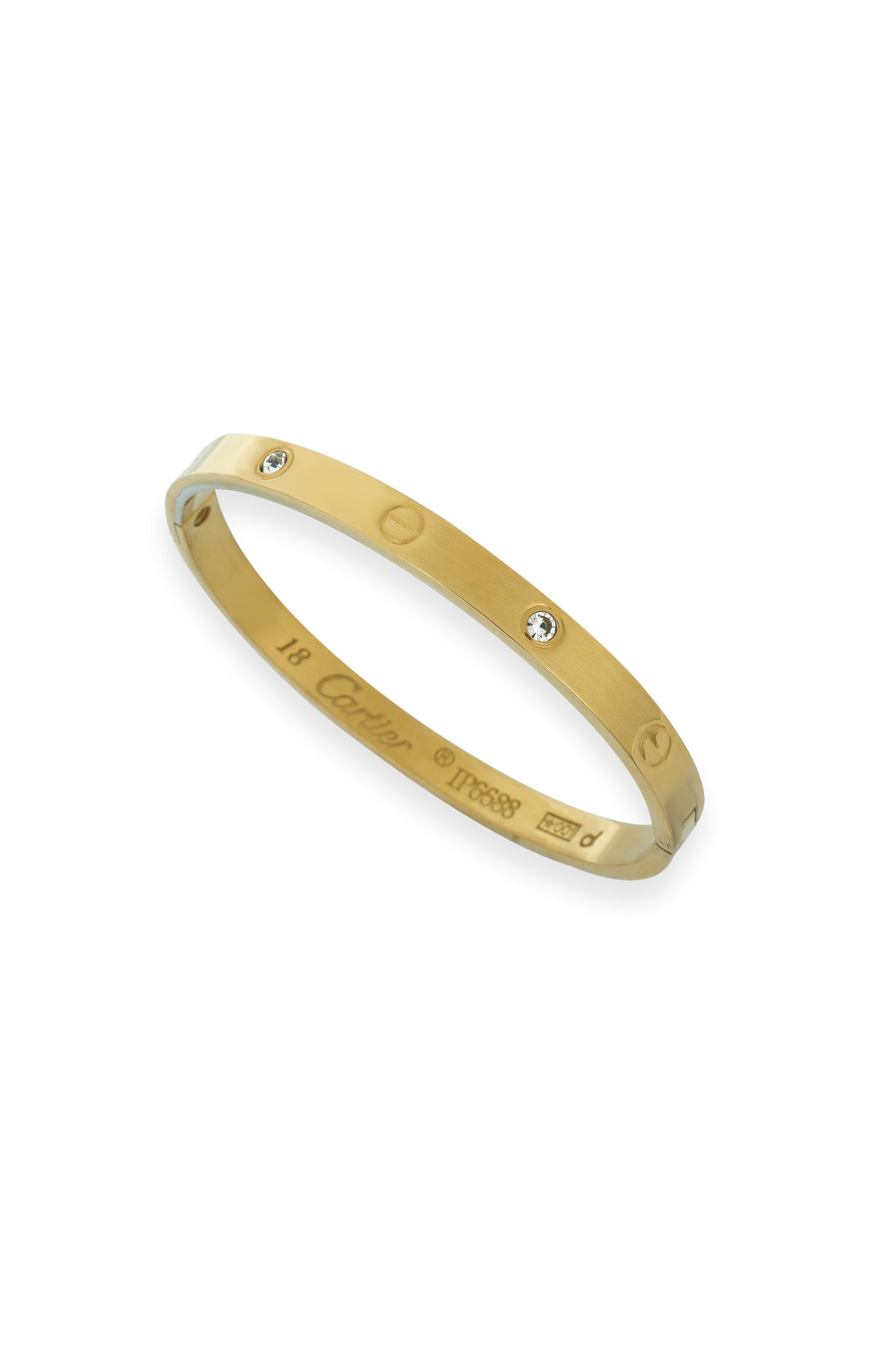 Classic Gold Bangle Bracelet with Diamond Accents - Timeless Elegance