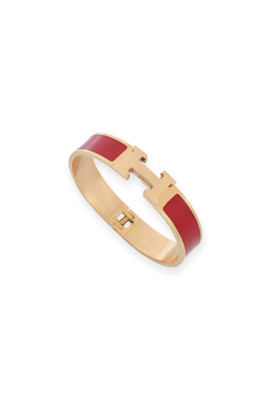 Elegant Red Enamel & Gold Bracelet