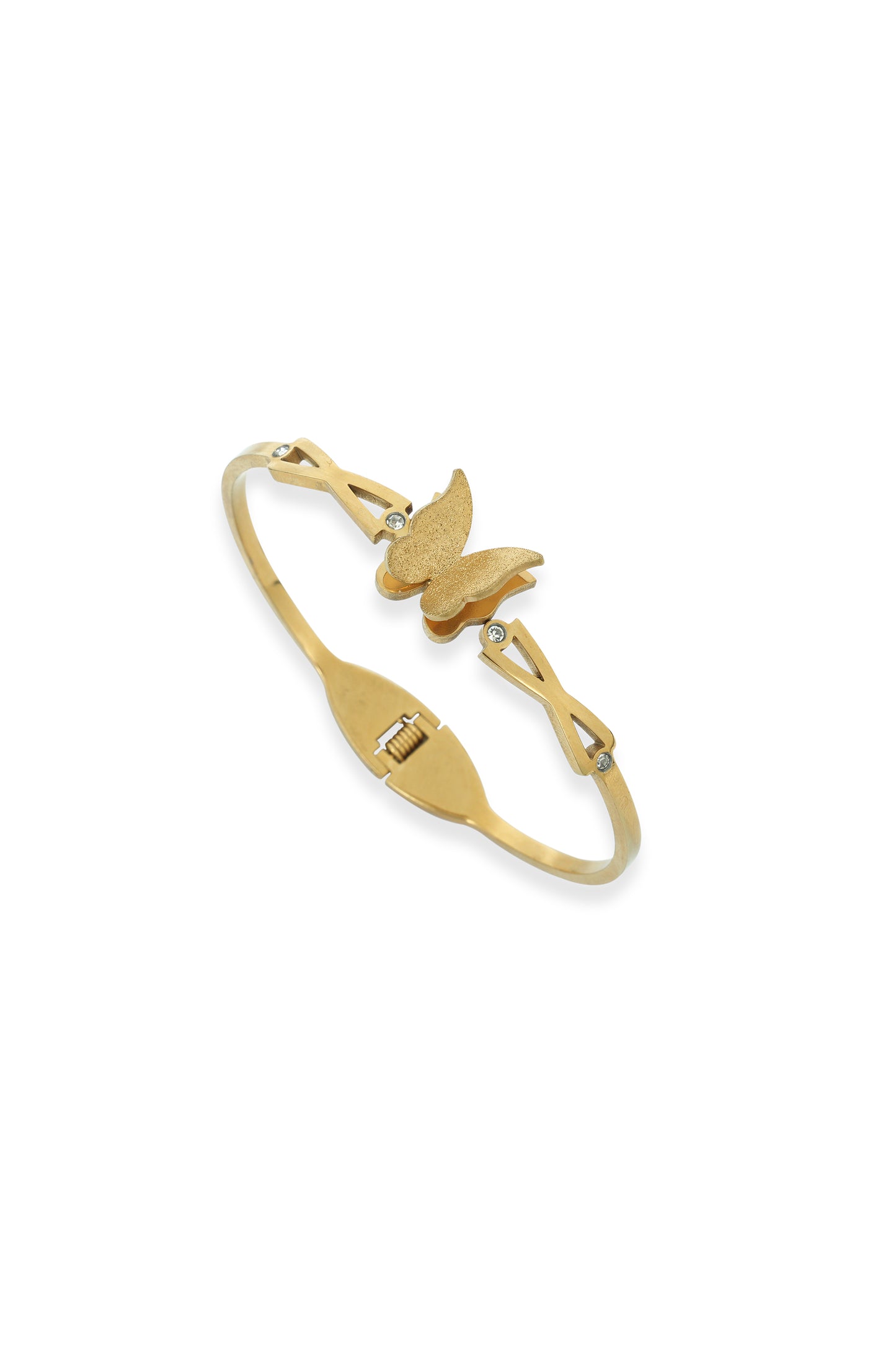Elegant Butterfly Gold Bangle Bracelet with Diamond Accents