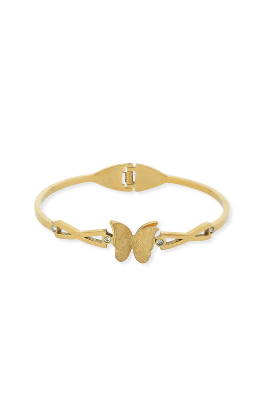 Elegant Butterfly Gold Bangle Bracelet with Diamond Accents