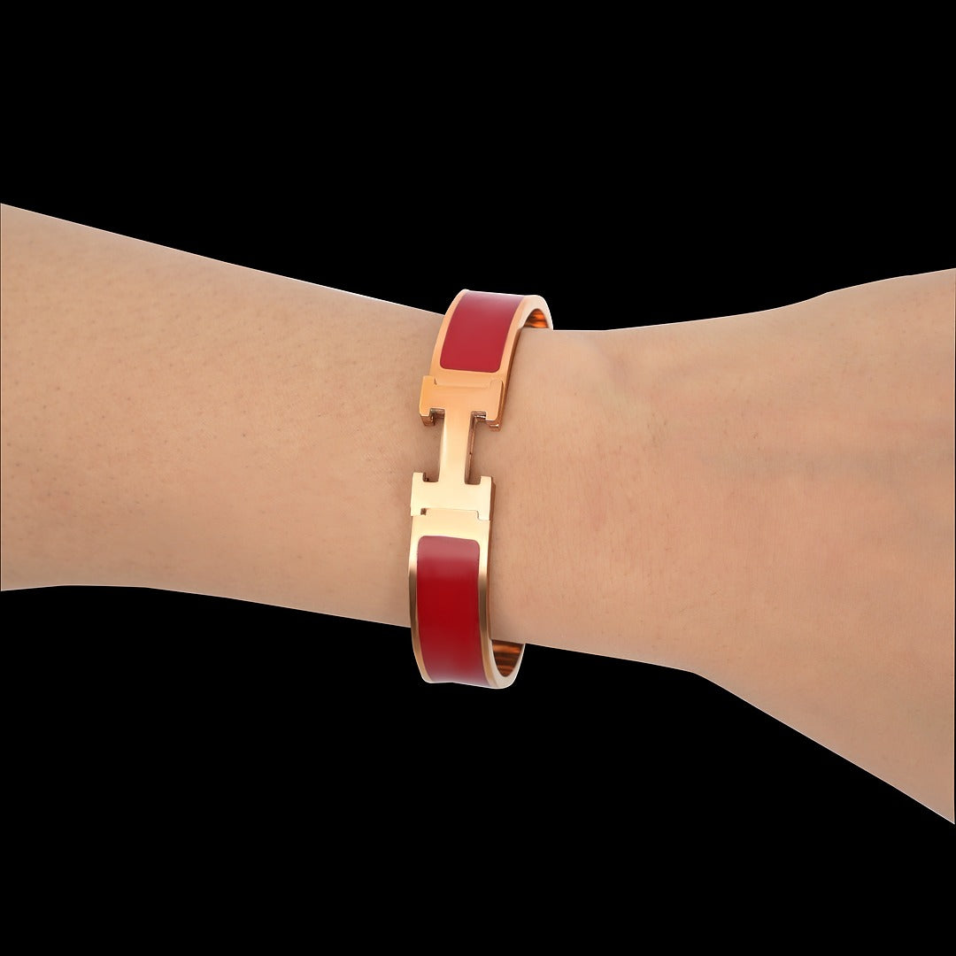 Elegant Red Enamel & Gold Bracelet